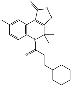 5-(3-cyclohexylpropanoyl)-4,4,8-trimethyl-4,5-dihydro-1H-[1,2]dithiolo[3,4-c]quinoline-1-thione 结构式