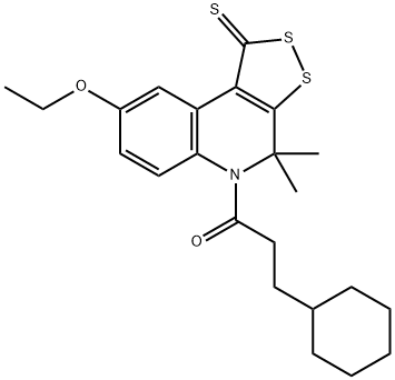 5-(3-cyclohexylpropanoyl)-8-ethoxy-4,4-dimethyl-4,5-dihydro-1H-[1,2]dithiolo[3,4-c]quinoline-1-thione 结构式