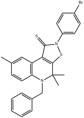 5-benzyl-2-(4-bromophenyl)-4,4,8-trimethyl-4,5-dihydroisothiazolo[5,4-c]quinoline-1(2H)-thione 结构式