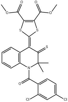 dimethyl 2-(1-(2,4-dichlorobenzoyl)-2,2-dimethyl-3-thioxo-2,3-dihydro-4(1H)-quinolinylidene)-1,3-dithiole-4,5-dicarboxylate 结构式