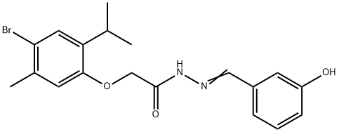 2-(4-bromo-2-isopropyl-5-methylphenoxy)-N'-(3-hydroxybenzylidene)acetohydrazide 结构式
