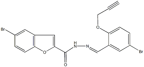 5-bromo-N'-[5-bromo-2-(2-propynyloxy)benzylidene]-1-benzofuran-2-carbohydrazide 结构式