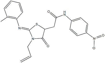 2-{3-allyl-2-[(2-methylphenyl)imino]-4-oxo-1,3-thiazolidin-5-yl}-N-{4-nitrophenyl}acetamide 结构式