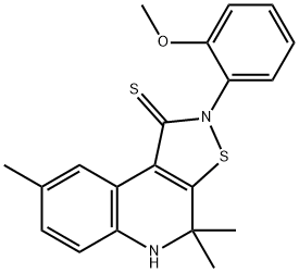 2-(2-methoxyphenyl)-4,4,8-trimethyl-4,5-dihydroisothiazolo[5,4-c]quinoline-1(2H)-thione 结构式