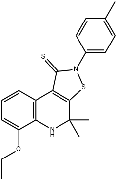 6-ethoxy-4,4-dimethyl-2-(4-methylphenyl)-4,5-dihydroisothiazolo[5,4-c]quinoline-1(2H)-thione 结构式