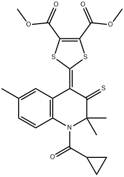 dimethyl 2-(1-(cyclopropylcarbonyl)-2,2,6-trimethyl-3-thioxo-2,3-dihydro-4(1H)-quinolinylidene)-1,3-dithiole-4,5-dicarboxylate 结构式