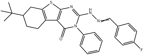 4-fluorobenzaldehyde (7-tert-butyl-4-oxo-3-phenyl-3,4,5,6,7,8-hexahydro[1]benzothieno[2,3-d]pyrimidin-2-yl)hydrazone 结构式