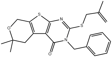 3-benzyl-6,6-dimethyl-2-[(2-methyl-2-propenyl)sulfanyl]-3,5,6,8-tetrahydro-4H-pyrano[4',3':4,5]thieno[2,3-d]pyrimidin-4-one 结构式