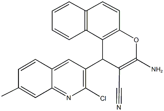 3-amino-1-(2-chloro-7-methyl-3-quinolinyl)-1H-benzo[f]chromene-2-carbonitrile 结构式