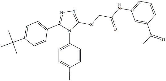 N-(3-acetylphenyl)-2-{[5-(4-tert-butylphenyl)-4-(4-methylphenyl)-4H-1,2,4-triazol-3-yl]sulfanyl}acetamide 结构式