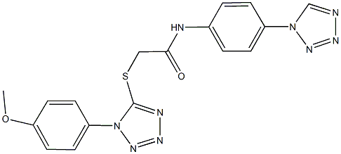 2-{[1-(4-methoxyphenyl)-1H-tetraazol-5-yl]sulfanyl}-N-[4-(1H-tetraazol-1-yl)phenyl]acetamide 结构式