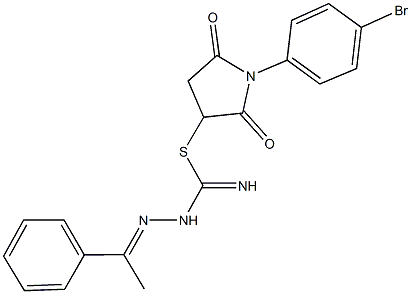 1-(4-bromophenyl)-2,5-dioxo-3-pyrrolidinyl 2-(1-phenylethylidene)hydrazinecarbimidothioate 结构式