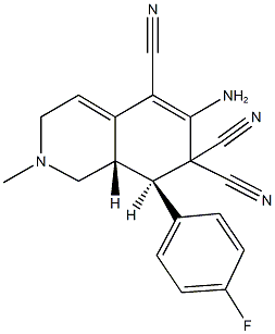6-amino-8-(4-fluorophenyl)-2-methyl-2,3,8,8a-tetrahydro-5,7,7(1H)-isoquinolinetricarbonitrile 结构式