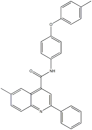 6-methyl-N-[4-(4-methylphenoxy)phenyl]-2-phenyl-4-quinolinecarboxamide 结构式