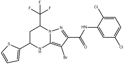 3-bromo-N-(2,5-dichlorophenyl)-5-(2-thienyl)-7-(trifluoromethyl)-4,5,6,7-tetrahydropyrazolo[1,5-a]pyrimidine-2-carboxamide 结构式