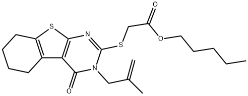 pentyl {[3-(2-methyl-2-propenyl)-4-oxo-3,4,5,6,7,8-hexahydro[1]benzothieno[2,3-d]pyrimidin-2-yl]sulfanyl}acetate 结构式