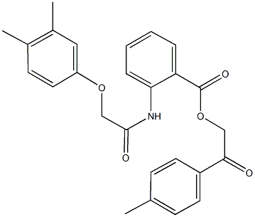 2-(4-methylphenyl)-2-oxoethyl 2-{[(3,4-dimethylphenoxy)acetyl]amino}benzoate 结构式