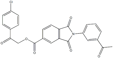 2-(4-chlorophenyl)-2-oxoethyl 2-(3-acetylphenyl)-1,3-dioxo-5-isoindolinecarboxylate 结构式