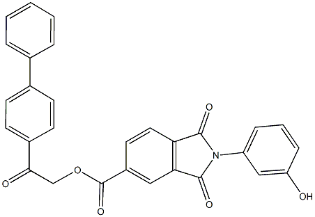 2-[1,1'-biphenyl]-4-yl-2-oxoethyl 2-(3-hydroxyphenyl)-1,3-dioxo-5-isoindolinecarboxylate 结构式