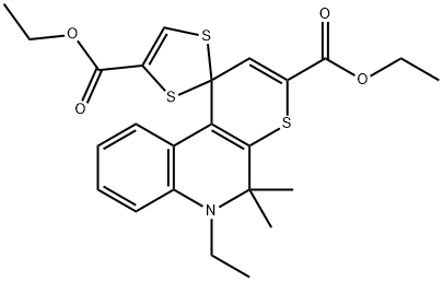 diethyl 6-ethyl-5,5-dimethyl-5,6-dihydrospiro(1H-thiopyrano[2,3-c]quinoline-1,2'-[1,3]-dithiole)-3,4'-dicarboxylate 结构式
