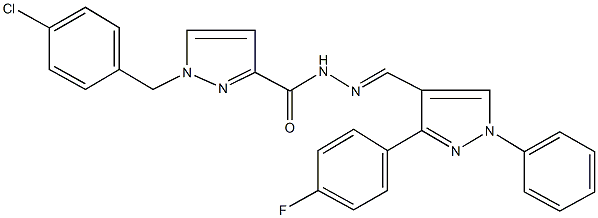 1-(4-chlorobenzyl)-N'-{[3-(4-fluorophenyl)-1-phenyl-1H-pyrazol-4-yl]methylene}-1H-pyrazole-3-carbohydrazide 结构式