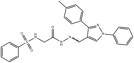 N-[2-(2-{[3-(4-methylphenyl)-1-phenyl-1H-pyrazol-4-yl]methylene}hydrazino)-2-oxoethyl]benzenesulfonamide 结构式