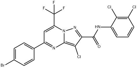 5-(4-bromophenyl)-3-chloro-N-(2,3-dichlorophenyl)-7-(trifluoromethyl)pyrazolo[1,5-a]pyrimidine-2-carboxamide 结构式