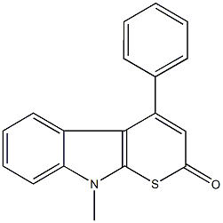 9-methyl-4-phenylthiopyrano[2,3-b]indol-2(9H)-one 结构式