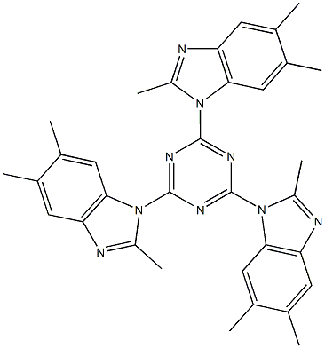 1-[4,6-bis(2,5,6-trimethyl-1H-benzimidazol-1-yl)-1,3,5-triazin-2-yl]-2,5,6-trimethyl-1H-benzimidazole 结构式