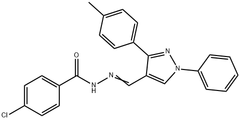 4-chloro-N'-{[3-(4-methylphenyl)-1-phenyl-1H-pyrazol-4-yl]methylene}benzohydrazide 结构式