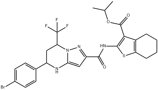 isopropyl 2-({[5-(4-bromophenyl)-7-(trifluoromethyl)-4,5,6,7-tetrahydropyrazolo[1,5-a]pyrimidin-2-yl]carbonyl}amino)-4,5,6,7-tetrahydro-1-benzothiophene-3-carboxylate 结构式