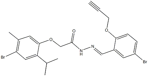 2-(4-bromo-2-isopropyl-5-methylphenoxy)-N'-[5-bromo-2-(2-propynyloxy)benzylidene]acetohydrazide 结构式
