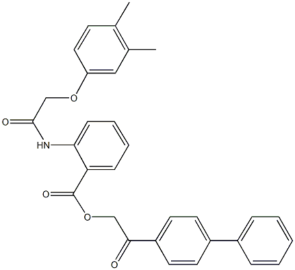 2-[1,1'-biphenyl]-4-yl-2-oxoethyl 2-{[(3,4-dimethylphenoxy)acetyl]amino}benzoate 结构式
