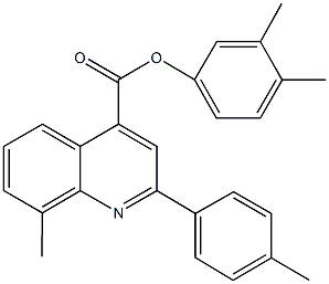 3,4-dimethylphenyl 8-methyl-2-(4-methylphenyl)-4-quinolinecarboxylate 结构式