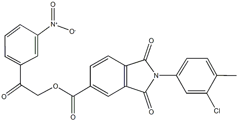 2-{3-nitrophenyl}-2-oxoethyl 2-(3-chloro-4-methylphenyl)-1,3-dioxoisoindoline-5-carboxylate 结构式