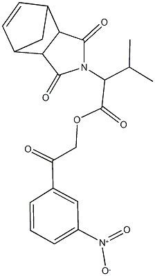 2-{3-nitrophenyl}-2-oxoethyl 2-(3,5-dioxo-4-azatricyclo[5.2.1.0~2,6~]dec-8-en-4-yl)-3-methylbutanoate 结构式