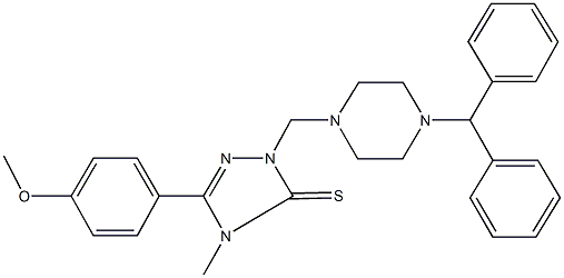 2-[(4-benzhydryl-1-piperazinyl)methyl]-5-(4-methoxyphenyl)-4-methyl-2,4-dihydro-3H-1,2,4-triazole-3-thione 结构式