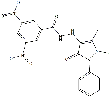 N'-(1,5-dimethyl-3-oxo-2-phenyl-2,3-dihydro-1H-pyrazol-4-yl)-3,5-bisnitrobenzohydrazide 结构式