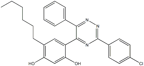 4-[3-(4-chlorophenyl)-6-phenyl-1,2,4-triazin-5-yl]-6-hexyl-1,3-benzenediol 结构式