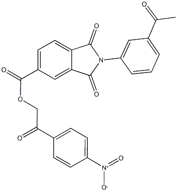 2-{4-nitrophenyl}-2-oxoethyl 2-(3-acetylphenyl)-1,3-dioxo-5-isoindolinecarboxylate 结构式