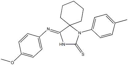 4-[(4-methoxyphenyl)imino]-1-(4-methylphenyl)-1,3-diazaspiro[4.5]decane-2-thione 结构式