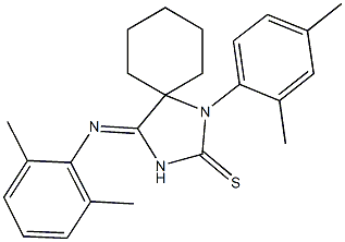 1-(2,4-dimethylphenyl)-4-[(2,6-dimethylphenyl)imino]-1,3-diazaspiro[4.5]decane-2-thione 结构式