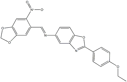 2-(4-ethoxyphenyl)-5-[({6-nitro-1,3-benzodioxol-5-yl}methylene)amino]-1,3-benzoxazole 结构式