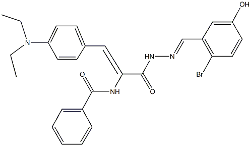 N-{1-{[2-(2-bromo-5-hydroxybenzylidene)hydrazino]carbonyl}-2-[4-(diethylamino)phenyl]vinyl}benzamide 结构式