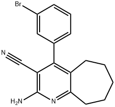 2-amino-4-(3-bromophenyl)-6,7,8,9-tetrahydro-5H-cyclohepta[b]pyridine-3-carbonitrile 结构式