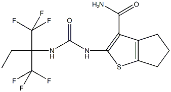 2-[({[1,1-bis(trifluoromethyl)propyl]amino}carbonyl)amino]-5,6-dihydro-4H-cyclopenta[b]thiophene-3-carboxamide 结构式