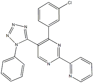 4-(3-chlorophenyl)-5-(1-phenyl-1H-tetraazol-5-yl)-2-(2-pyridinyl)pyrimidine 结构式