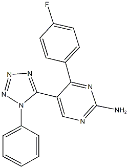 4-(4-fluorophenyl)-5-(1-phenyl-1H-tetraazol-5-yl)-2-pyrimidinamine 结构式