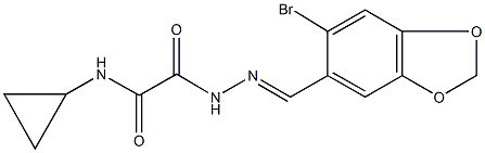 2-{2-[(6-bromo-1,3-benzodioxol-5-yl)methylene]hydrazino}-N-cyclopropyl-2-oxoacetamide 结构式