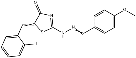 4-methoxybenzaldehyde [5-(2-iodobenzylidene)-4-oxo-1,3-thiazolidin-2-ylidene]hydrazone 结构式